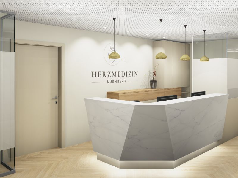 Rendering Empfangsbereich HERZMEDIZIN NÜRNBERG